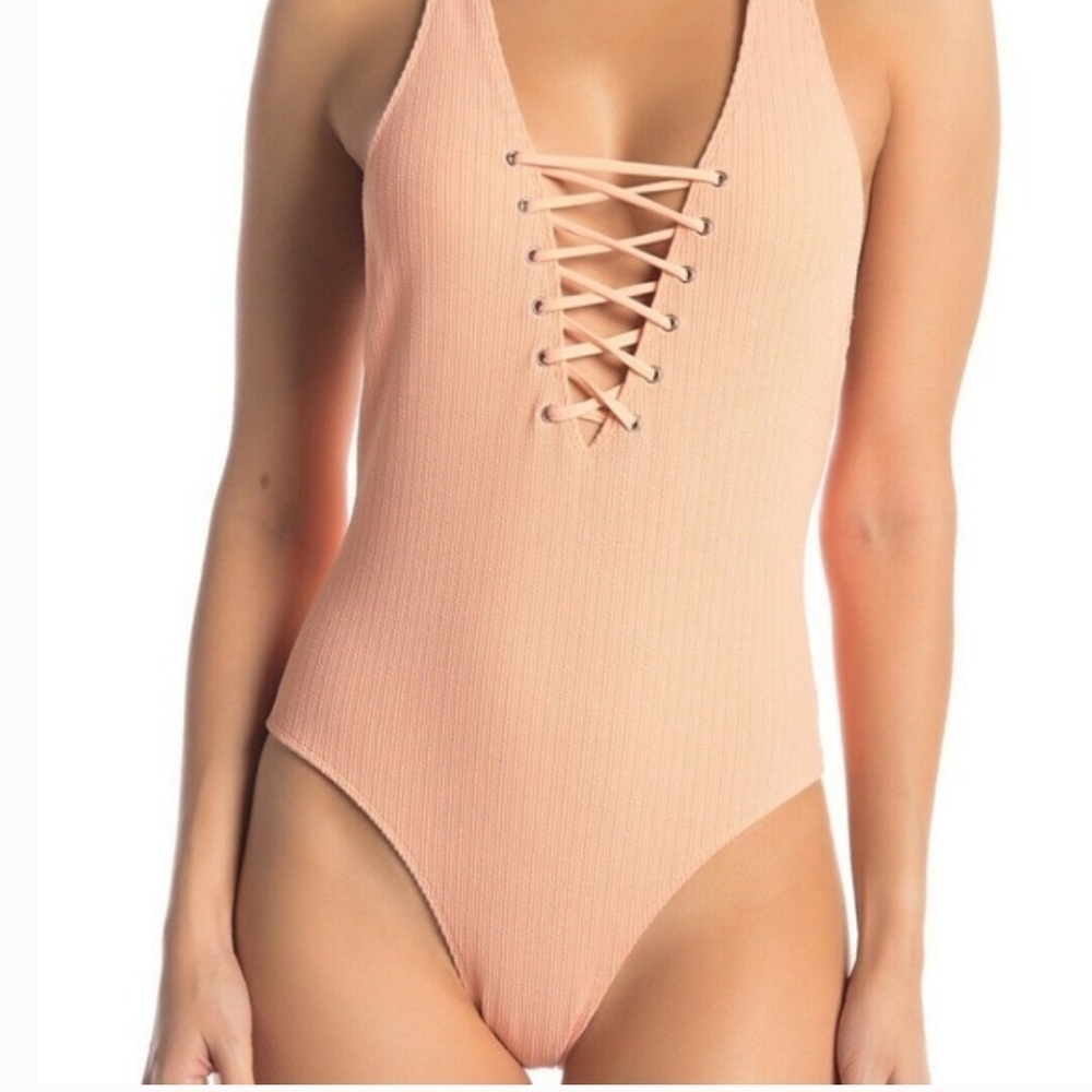 Free Press Orange Sherbert Color One Piece Swimsuit